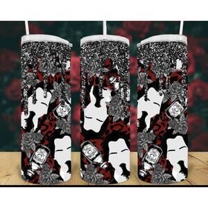 Wednesday Addams 20 oz Skinny Tumbler Red Black Goth Whimsigoth Wednesdaycore
